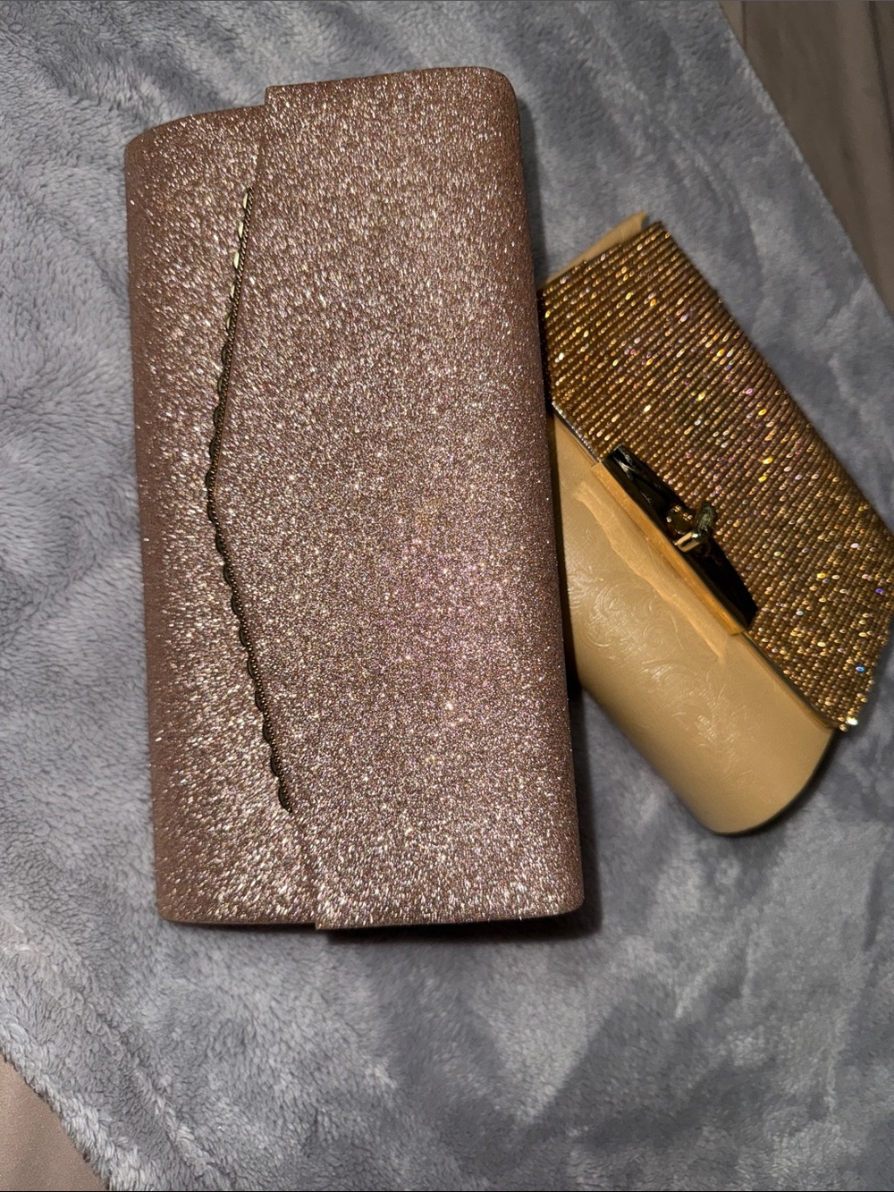 Gold and Bronze Evening Clutch Set - Elegant Women's Bags - Picture 4 of 4